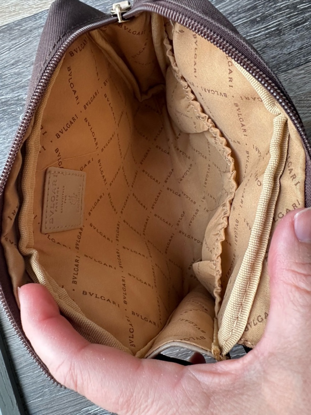 Bvlgari Brown Travel Cosmetic Toiletries Zip Pouch - Picture 5 of 8